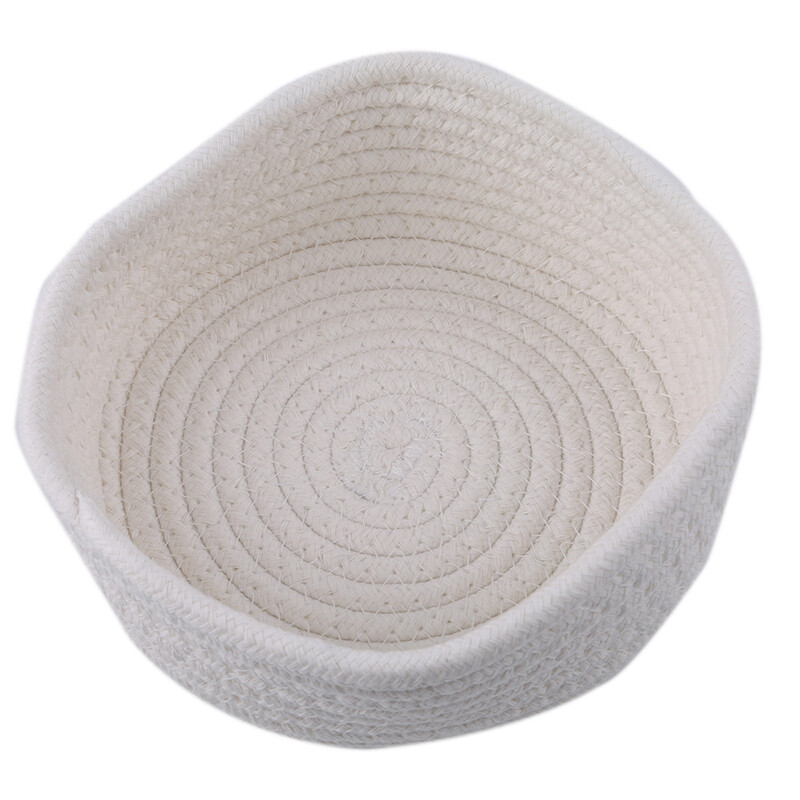 {hot} Round White Gray Small Hand Woven Basket Bedside Tabletop Snacks Storage Basket Cosmetics Coffee Table Storage Baskets