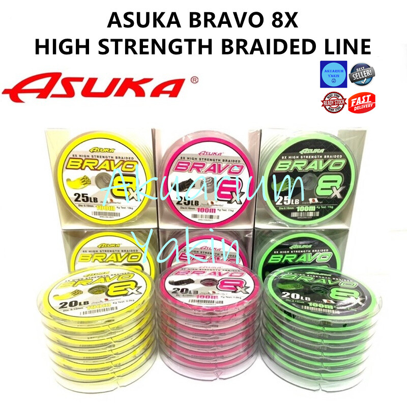 4077 ASUKA BRAVO 8X HIGH STRENGTH BRAIDED FISHING LINE 100M GREEN