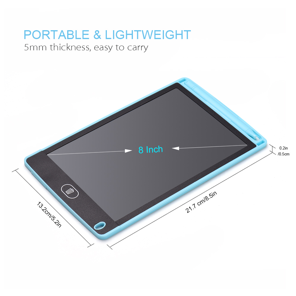 Máy Tính Bảng Viết LCD 8 Inch Cầm Tay Bảng Vẽ Điện Tử Siêu Mỏng Bảng Viết Tay Có Thể Tái Sử Dụng Kèm Bút Stylus Nút Xóa Quà Tặng Cho Trẻ Em Học Sinh Người Lớn Tại Nhà Văn Phòng Trường Học Du Lịch
