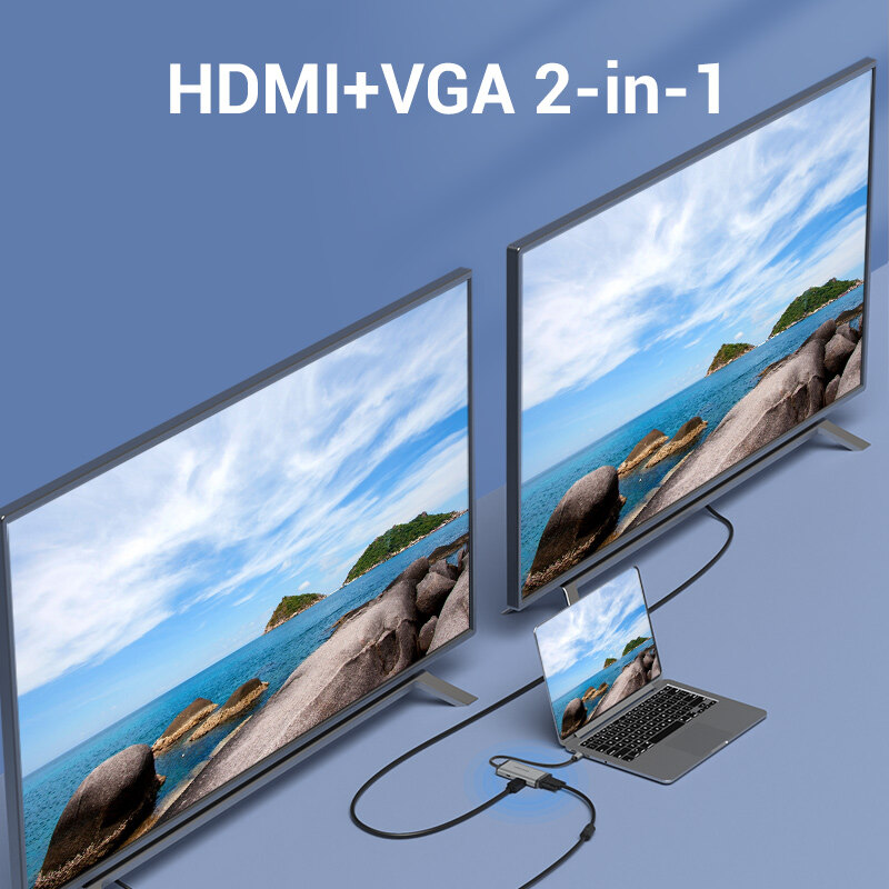 Vention USB 3.0 Loại C HUB để HDMI VGA USB C Multiport cổng trạm nối cho MacBook Pro Huawei Mate Samsung HP Lenovo USB C Adapter
