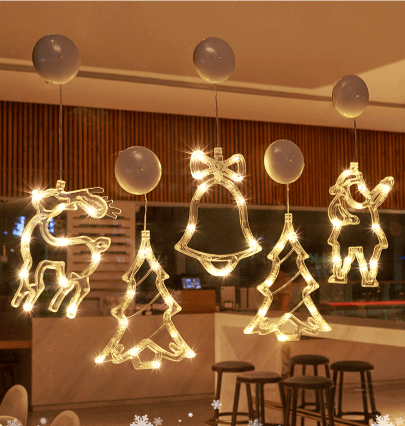 【lightingeverthing】Christmas Led String Light Battery Powered Window Suction Cup Chandelier Creative Christmas Party Decor Light String Scene Layout Light Lamp