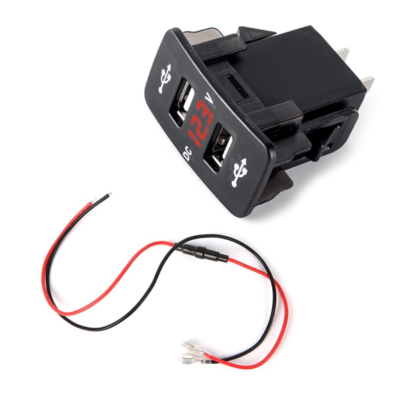 DC 12V 24V Dual USB Car Charger Socket LED Voltmeter Power Adapter For HONDA