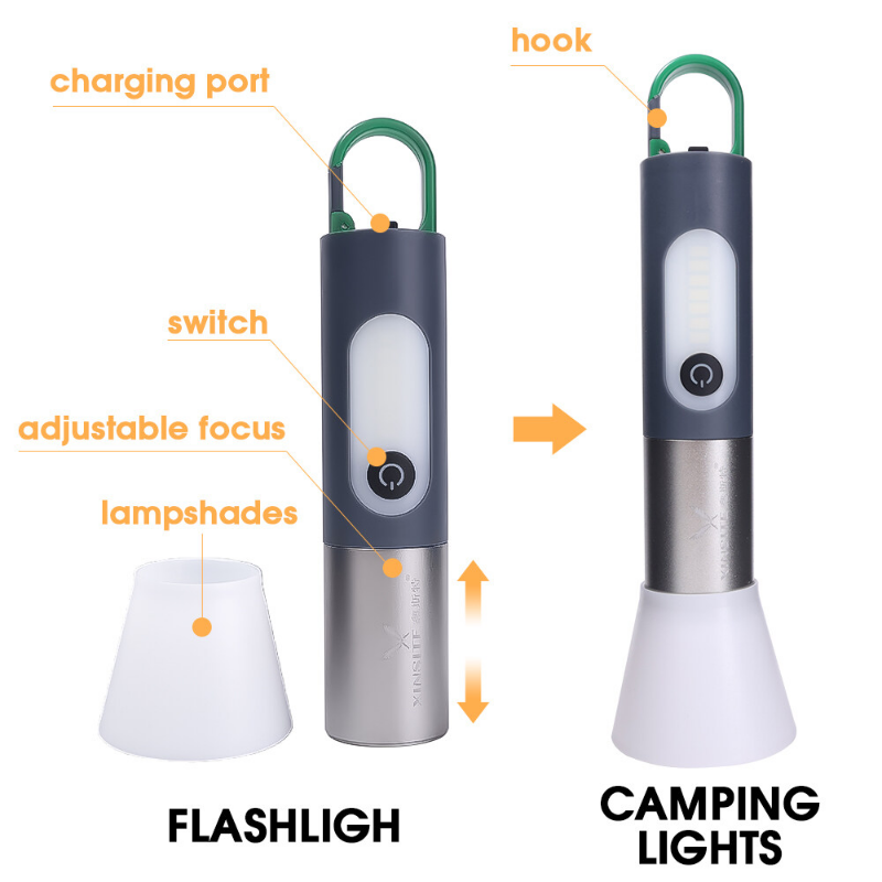Mini Đèn pin móc khóa đèn pin Led sạc điện xách tay đèn pin sạc USB công suất cao cắm trại tầm xa đèn lồng