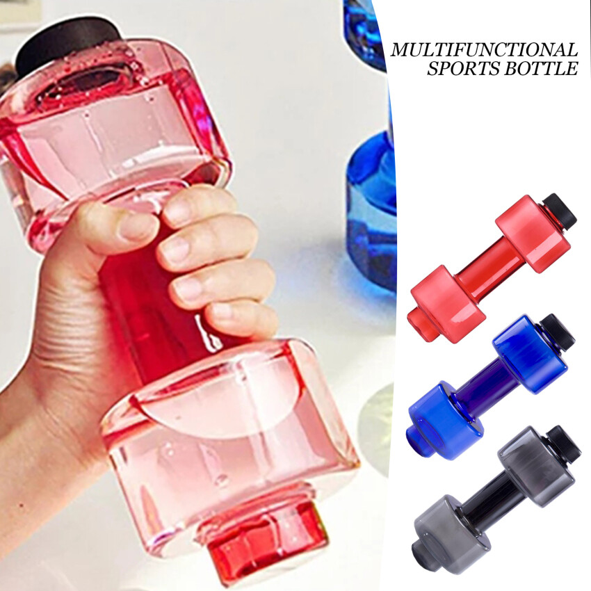 3 Colors Sports Water Bottles 550ml Leakproof Portable Unbreakable My Sports Plastic Bottle Shaker BPA Fitness Dumbbell Unisex