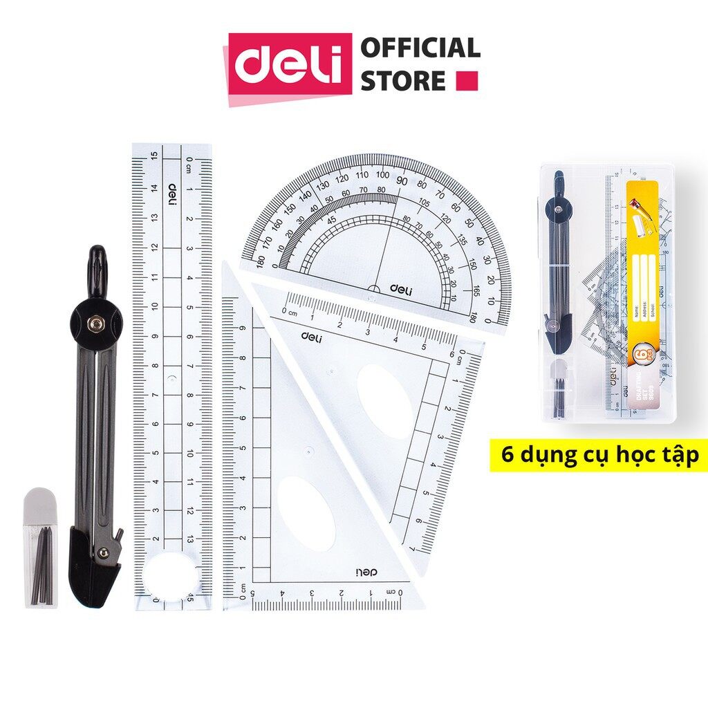 Bộ 6 món thước kẻ, comba - deli e9609
