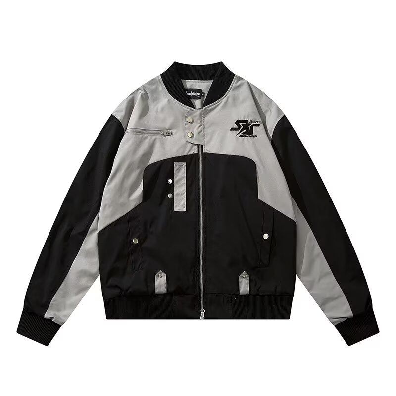 KYUSHUAD Biker style short jacket long sleeve stand up collar baseball uniform