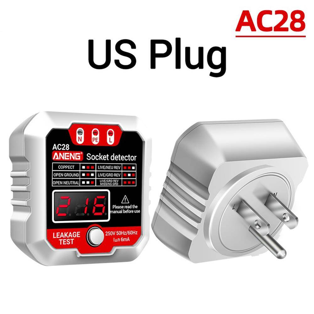 Outlet Tester Electrical Receptacle Detector with LCD Display 3 Prong 250V AC Voltage Socket Checker for Home