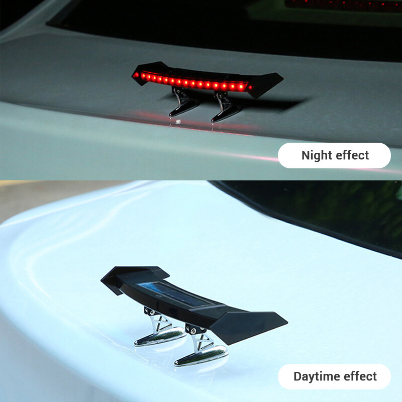 Mini Solar Car Rear Spoiler Light 12V Flashing Warning Light Adjustable  Multi-mode Car Tail Lights