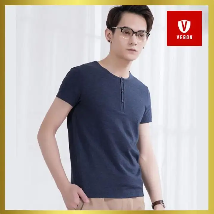 round neck button t shirt