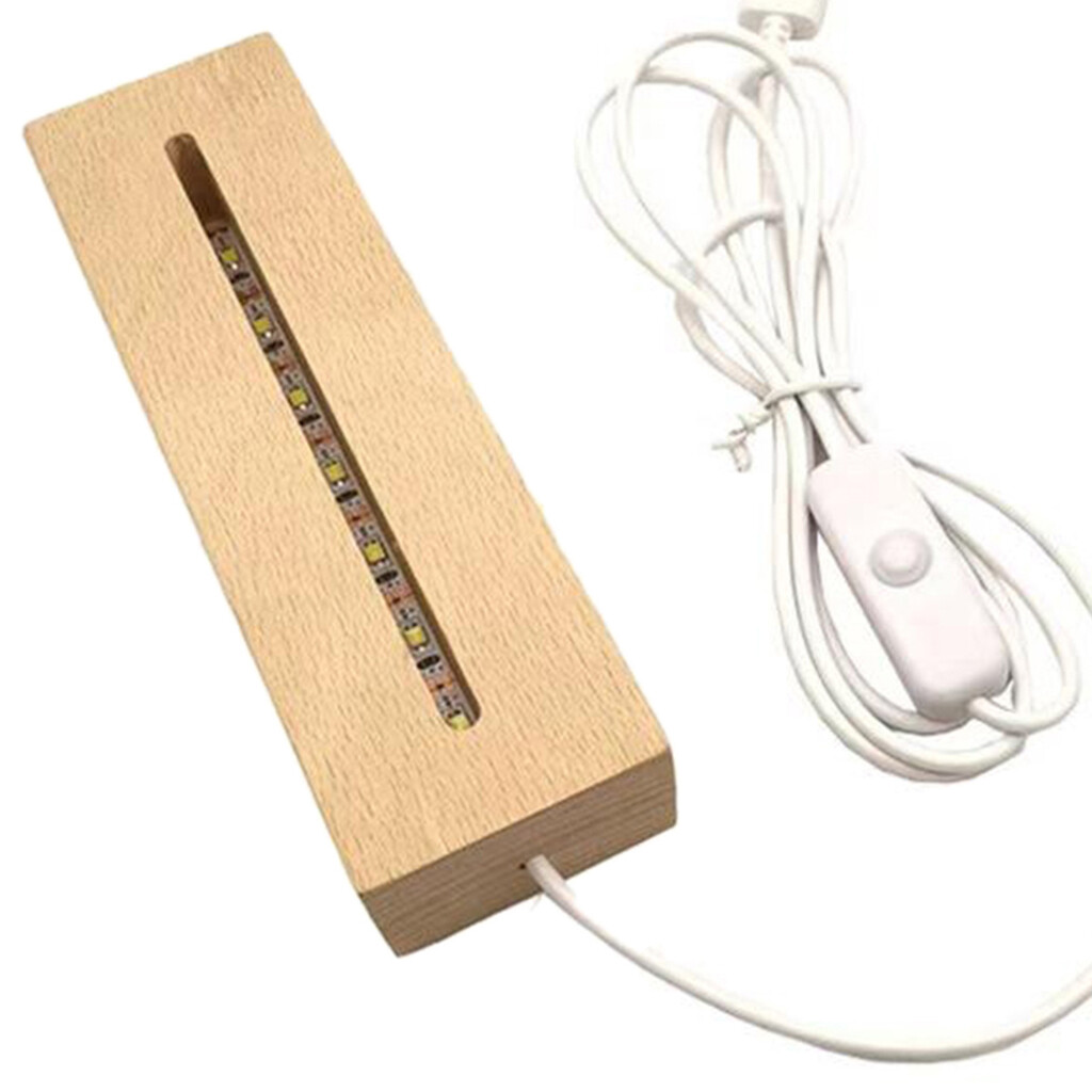 Serbery LED Display Lights Wooden Lighted Base Stand for Crystal