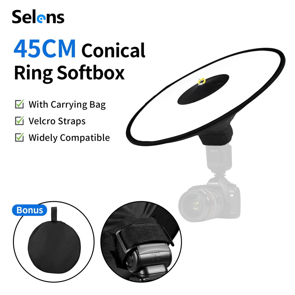 Selens Easy-fold Round Flash Softbox Diffuser Reflector for Canon Pentax Speedlite