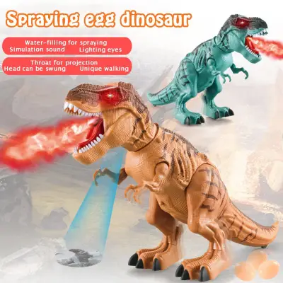Electric Walking Dinosaur Toy Flame Spray Tyrannosaurus Rex with Roaring Sound and Projecting Light Red Dragon Model Gift for Kids Boys Girls