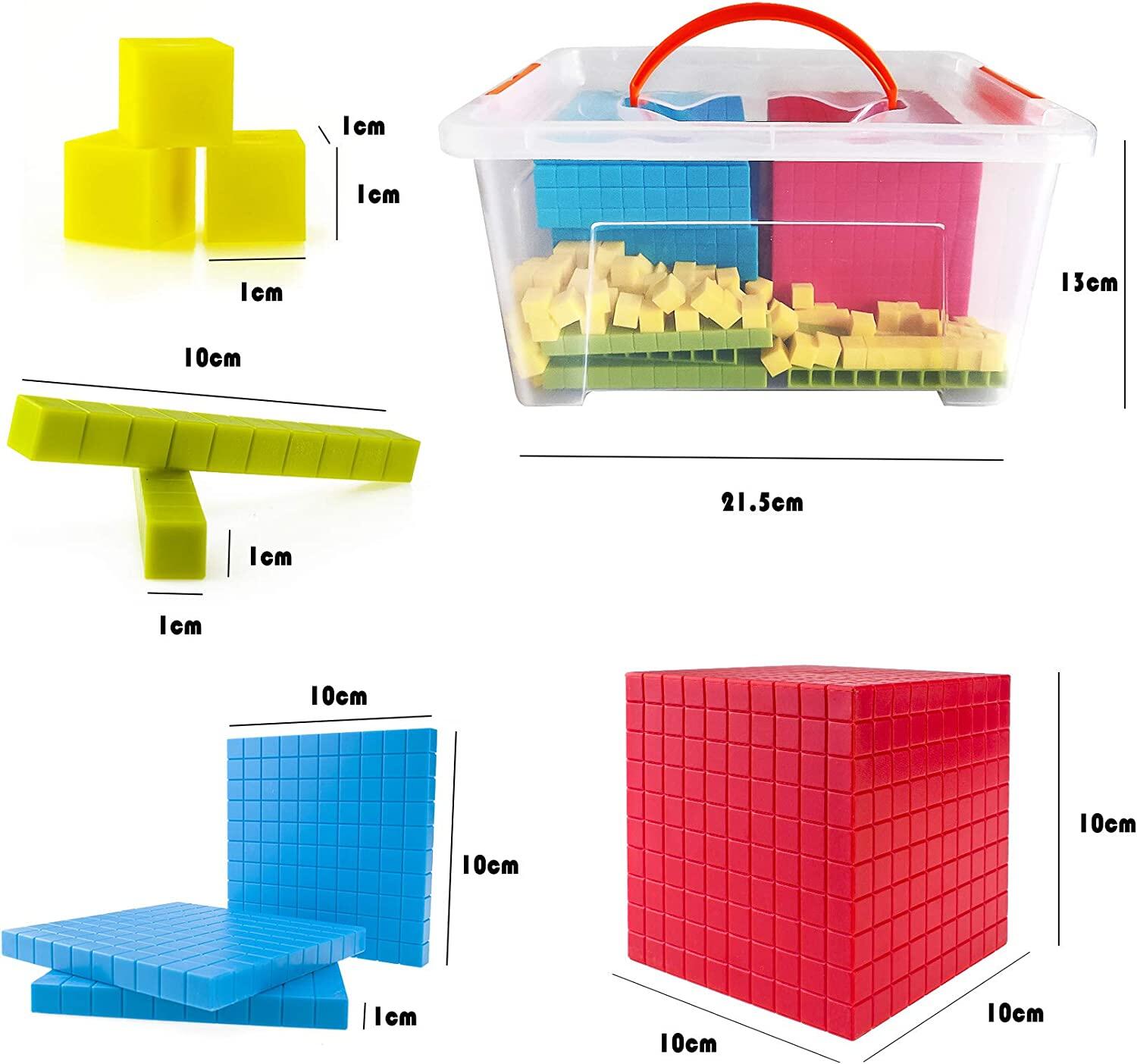 Base Ten Blocks Set - 121PCs Base 10 Set Learning Math Manipulative Teach Kids Volume, Place Value and Number Concepts for Early Counting Math in School or Home