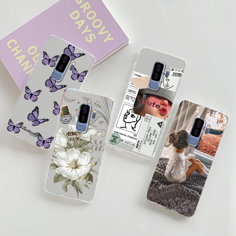 For Samsung Galaxy S9 Plus Case Clear Cute Painted Soft TPU Silicone Slim Thin Phone Case Back Cover