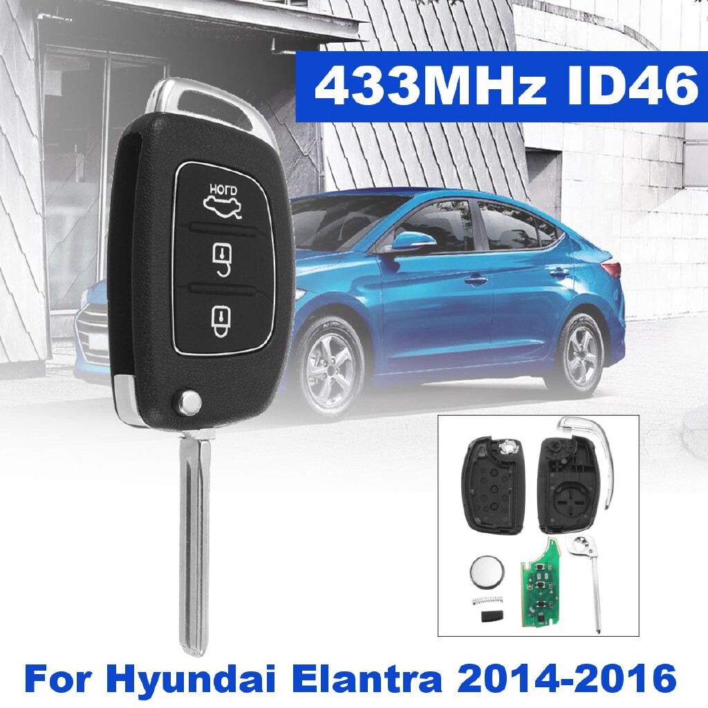 huiyisunny 3BTN Remote Key Folding Fob w/ 433MHz ID46 For Hyundai Elantra 14-16