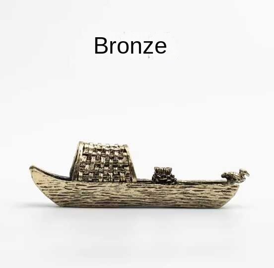 Fishing Boat Small Incense Insert Decoration Alloy Incense Burner Creative Sandalwood Vintage Incense Block Incense Holder Incense Path Small Boat Line Incense Burner