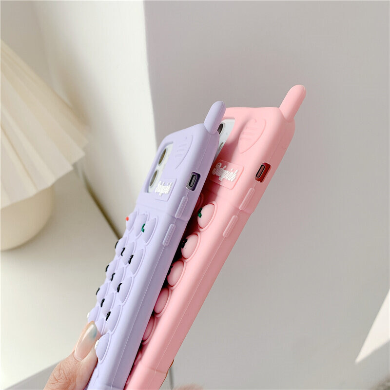Colorful Retro Digital Button Happy Decompression Mobile Case for IPhone 14 Pro Max 13 Pro 14 12 Pro 11 Pro Max Soft Silicone Cover With Exquisite Pendant