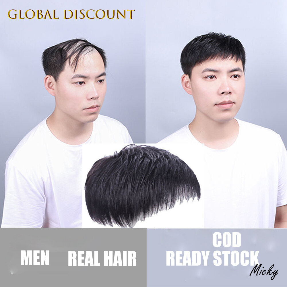 Korean Version Wig for Men Real Human Hair men Wigs male Increase hair  volume hair extensions pads Bangs Hair piece, Handsome Lifelike Breathable  Short hair Pads | Lazada PH