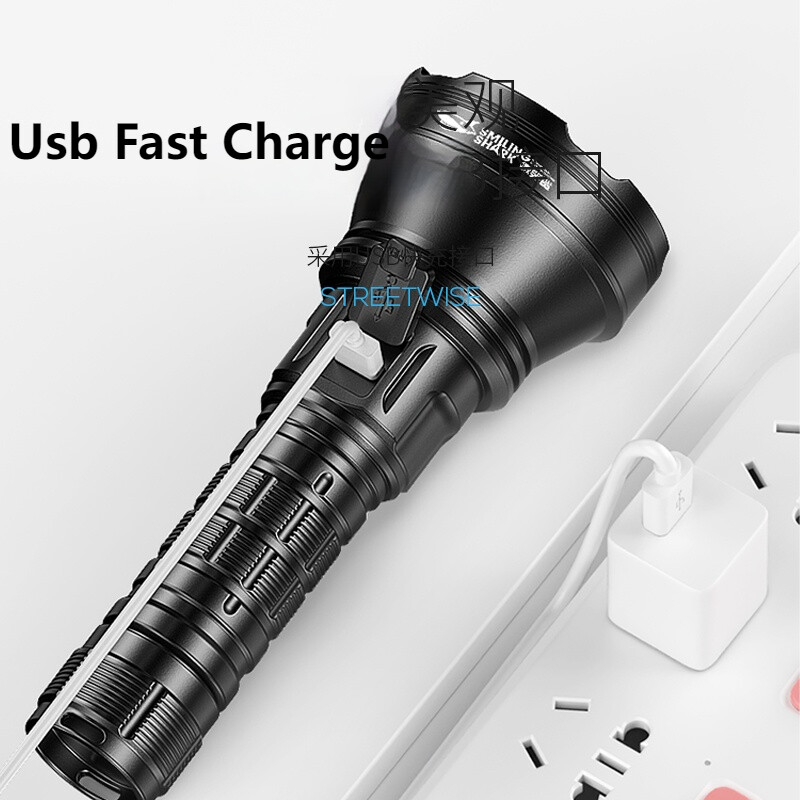 Smiling Shark Original flashlight SD7127Super bright Torch light Rechargable LED USB fast charge Walking Camping Fishing T90 High Lumen