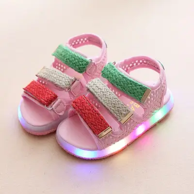 Led Kids Soft Breathable Sandals Children\'s Luminous Lighted Shoes Boy/Girls Colorful LED lights Children Shoes