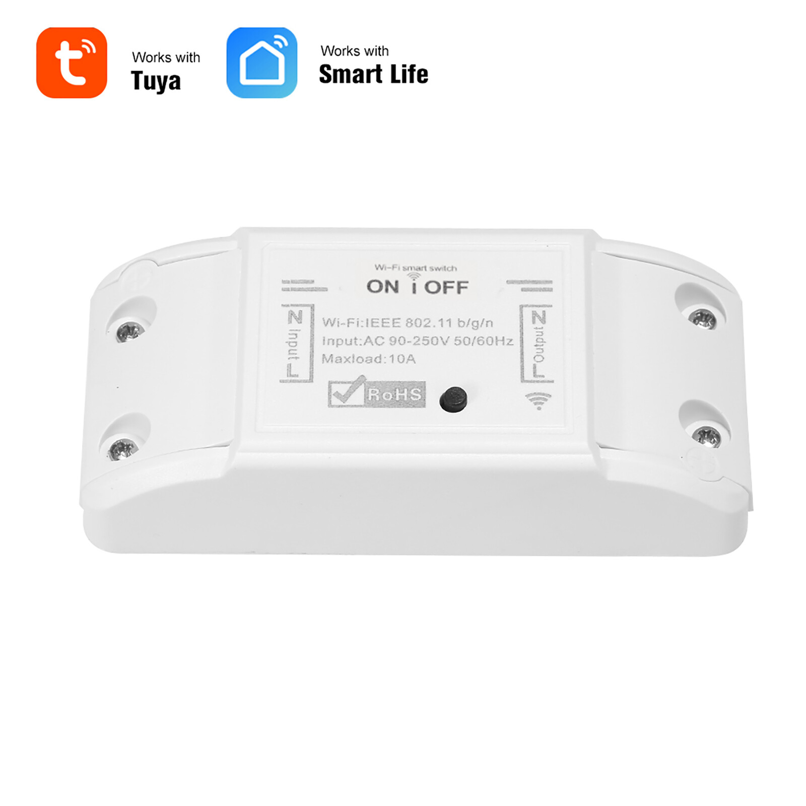 Tuya WiFi Smart Switch 10A/2200W Wireless Remote Switch Timer APP Control Universal Smart Home Automation Module Voice Control Compatible with Amazon Alexa & for Google Home for Electric Appliances
