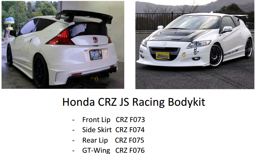 Honda CRZ Crz JS Racing Bumper Bodykit body kit front side rear skirt lip diffuser boot trunk