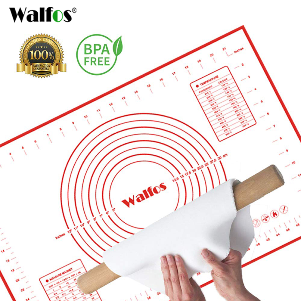 WALFOS Silicone có thể tái sử dụng không dính bánh nướng Rolling Mat Pad Sheet với đo lường