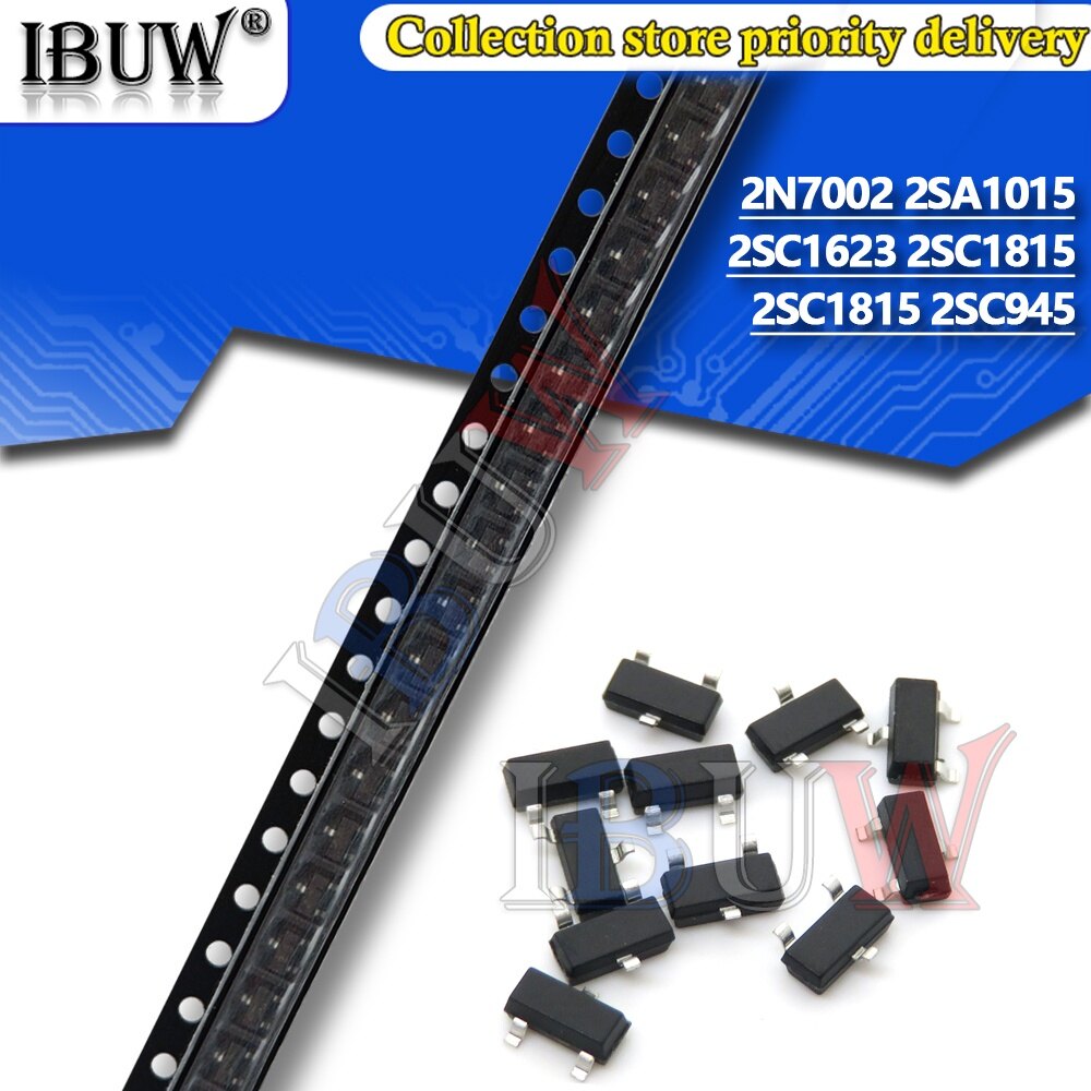 100pcs 2n7002 2sa1015 2sc1623 2sc1815 2sc945 a1015 c1623 c1815 c945 sot23 集成电路