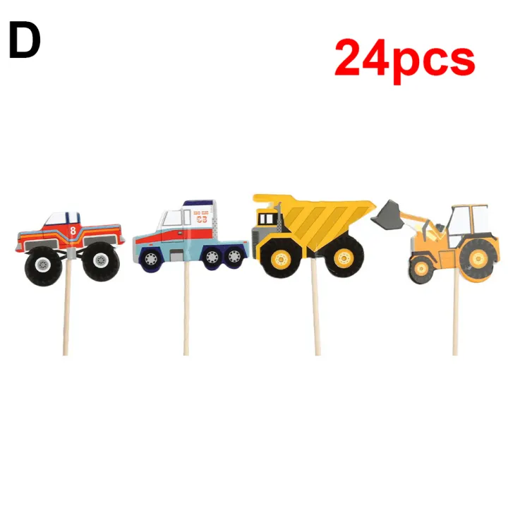 1 Construction Vehicle Excavator Cupcake Garland Birthday Decor