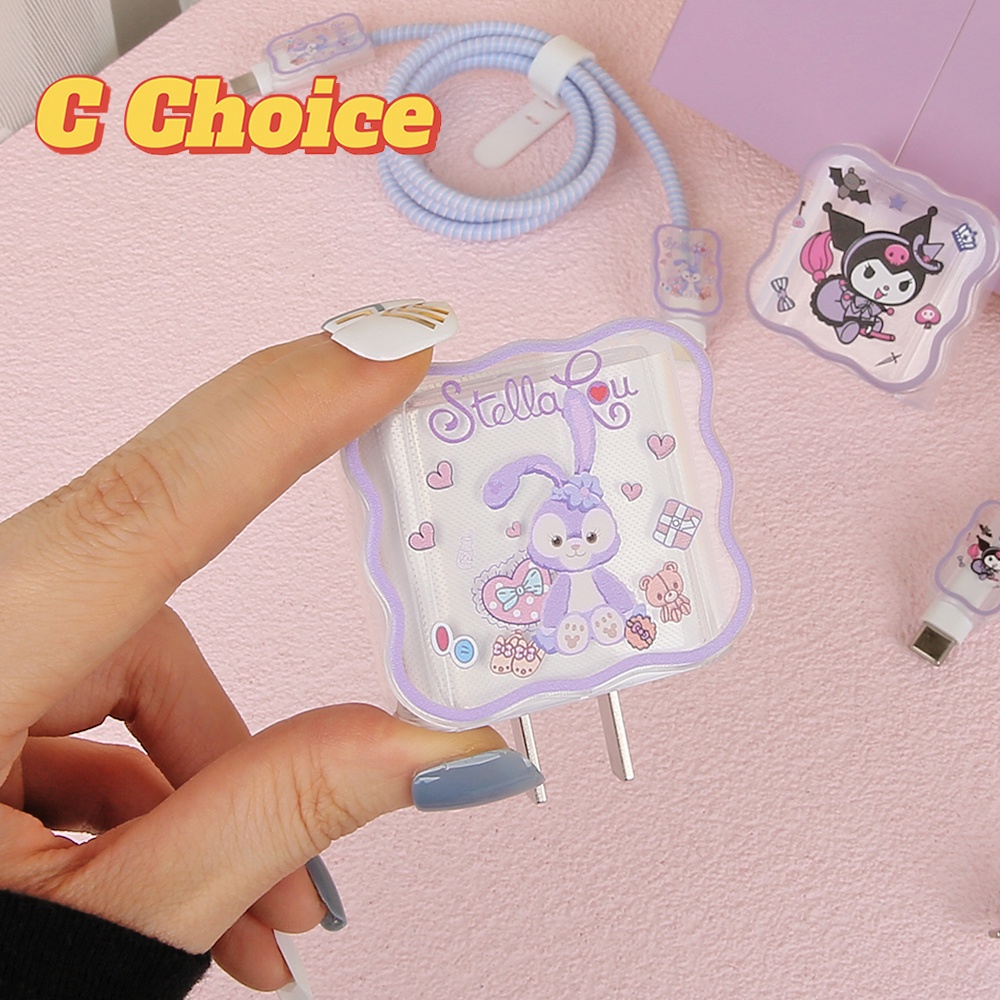 【Ready Stock】 Cartoon Charger Protector Compatible for iPhone 18W/20W Wave KT Pattern Soft Silicone charger case cover Charger Cable Winder Cord Protector for Earphone [cchoice]