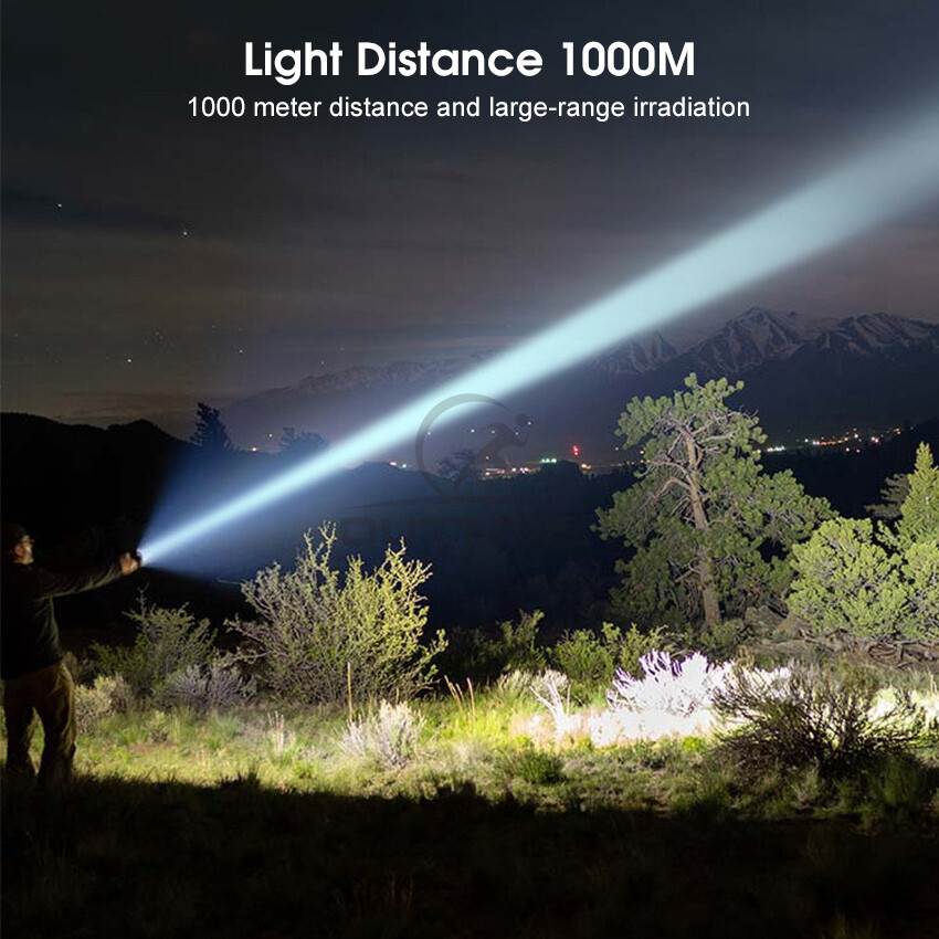 Outtobe Outdoor Flashlight LED Torch Light Zoomable Outdoor Flashlight USB Rechargeable LED Flashlight Pocket Size Waterproof Flashlight Strong Light Long Distance for Hiking
