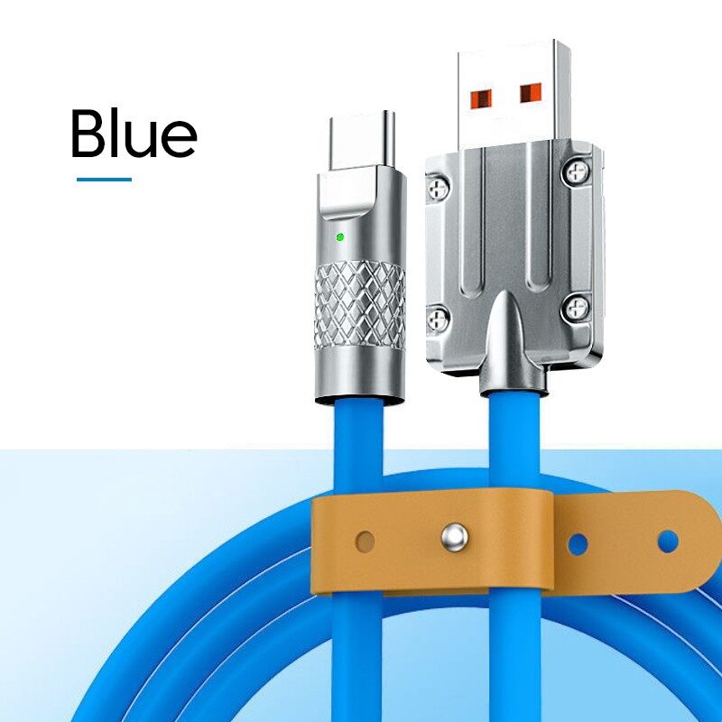 Twitch 120w 6a fast charging usb type c cable liquid silicone micro usb cable quick charge usb-c charger cables 1m/1.5m/2m blue orange