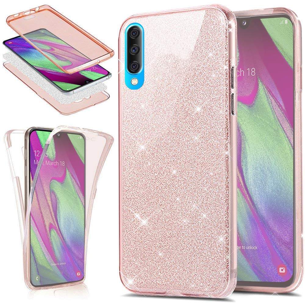 360ป้องกันกรณี Glitter นุ่ม Tpu สำหรับ Samsung Galaxy A70 A50 A40 A30 M10 M20 M30 S10 S7 S8 S9 0988