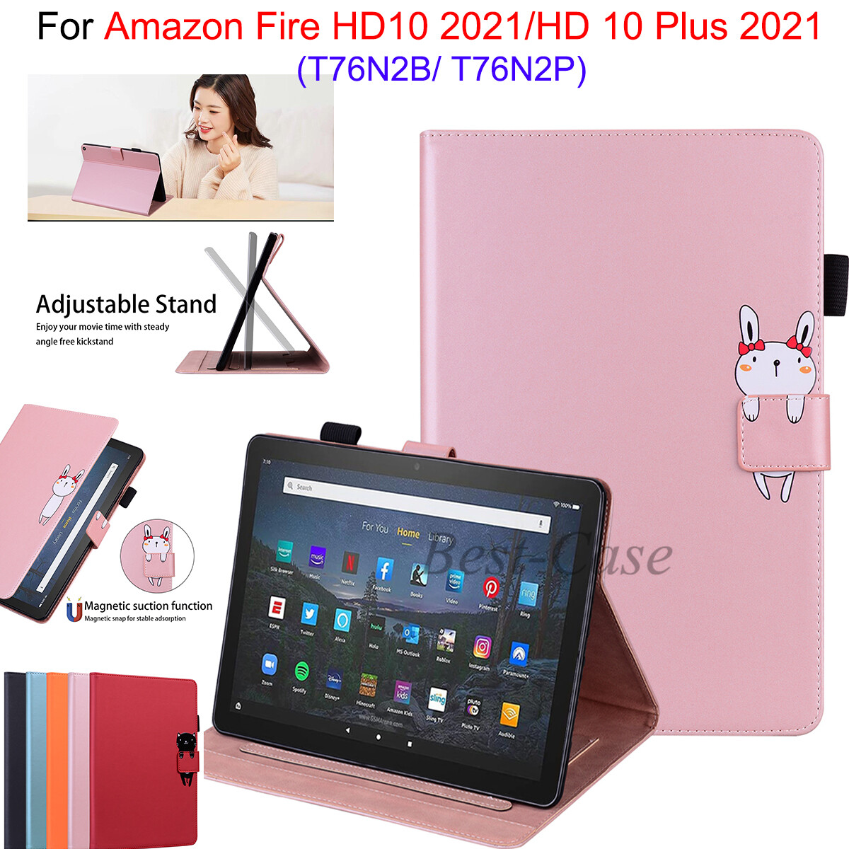 Case for amazon fire hd10 2021 hd 10 plus 2021 fashion pattern cute kids animal painted flip tablet protection case stand shockproof leather cover for amazon fire hd 10 plus 2021