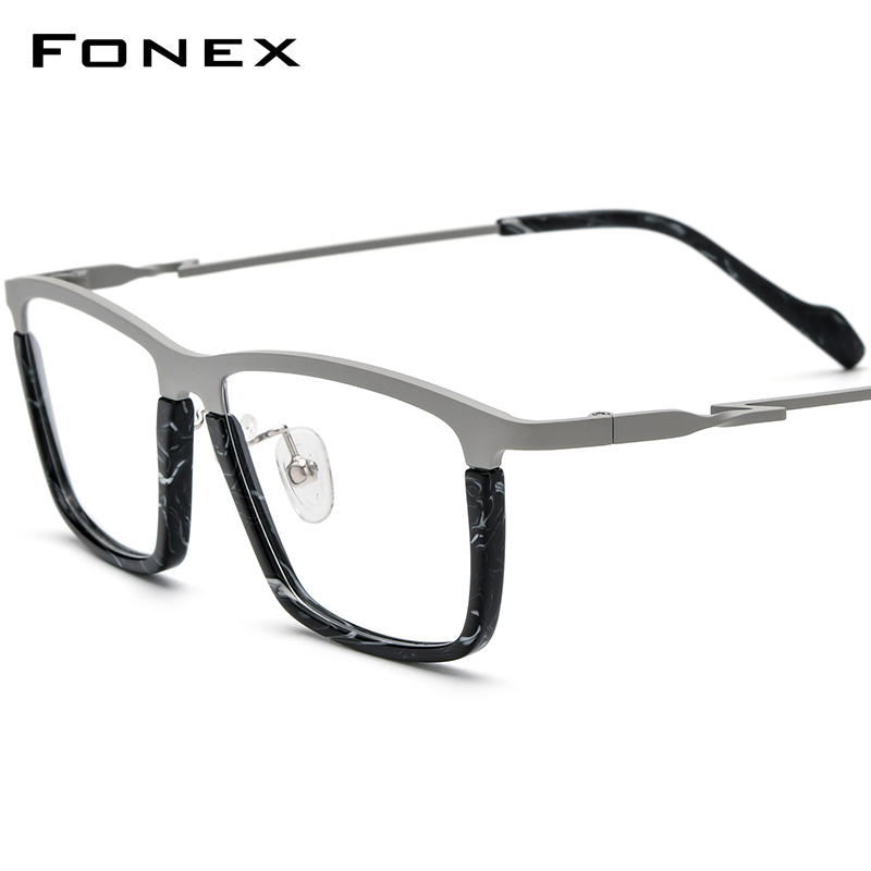 FONEX Acetate Titanium Glasses Frame Men 2024 New Women Fashion Square Optical Eyeglasses Spectacles Myopia Optical Eyewear F85792