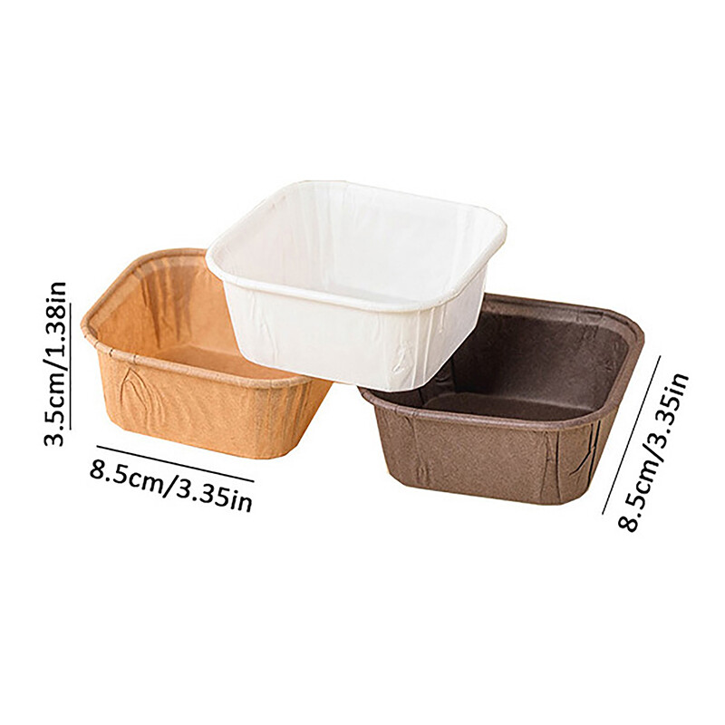 Rayua 50Pcs Set Cake Mold Square Shape Bread Pan Cake Mold Muffin Cupcake Paper Cups Cupcake Liner Baking Muffin Cakecup