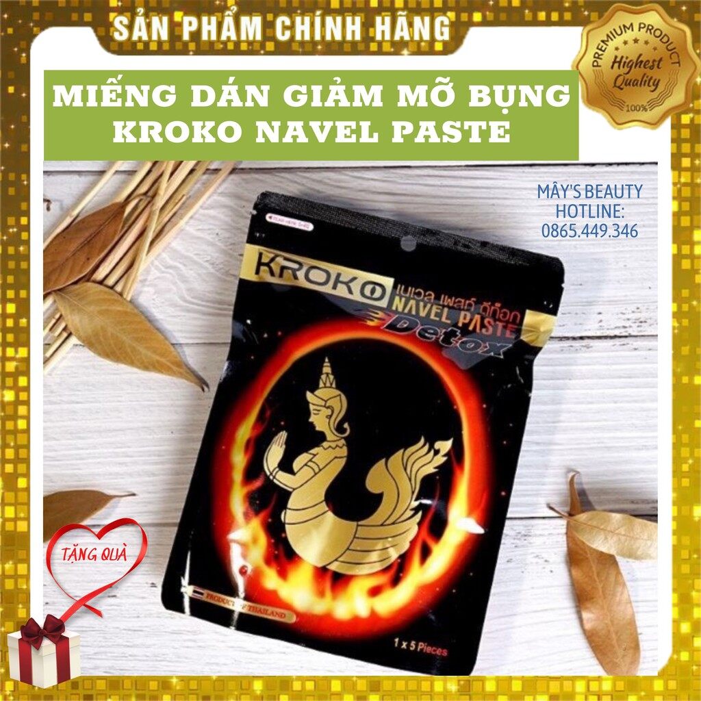 5 Miếng Dán Giảm Mỡ Bụng Kroko Thái Lan Navel Paste