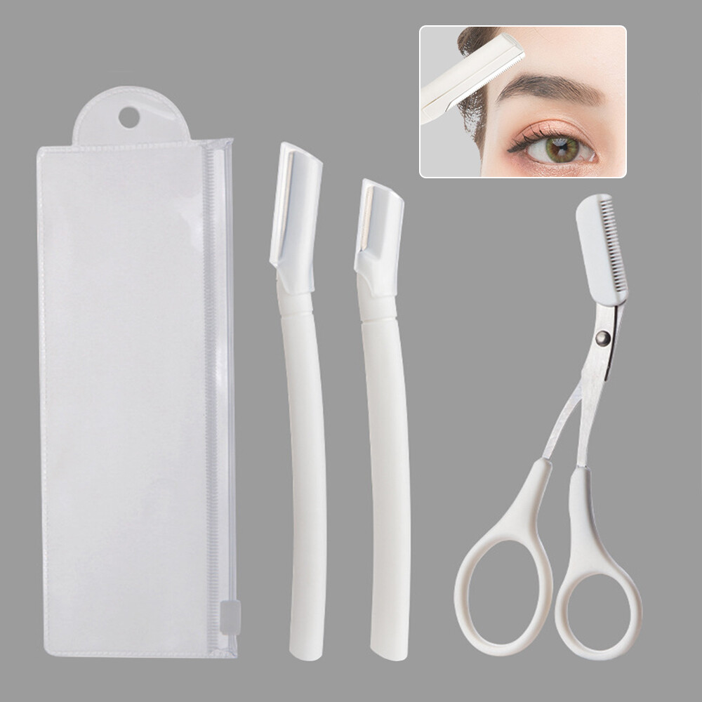 Eyebrow Trimmer Eyebrow with Comb White Transparent Beginner Eyebrow Trimmer Set
