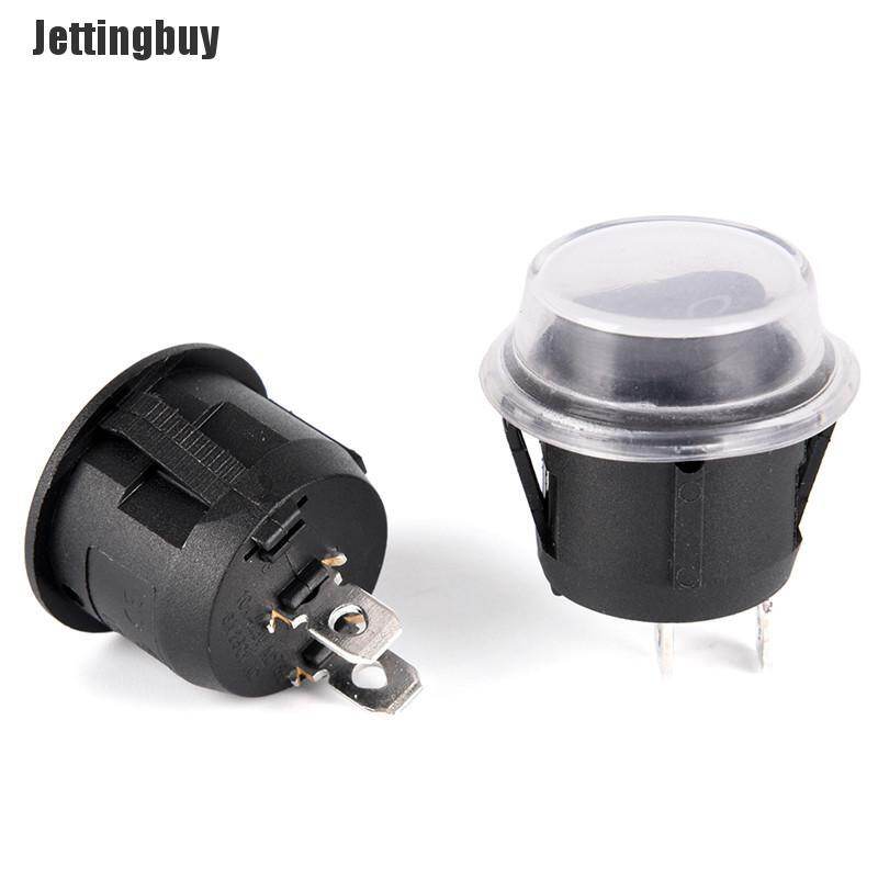 Jettingbuy [The Encounters] Công Tắc Bật Tắt Rocker Ô Tô Hình Tròn SPST Bật Tắt 2 Chân + Vỏ Chống Nước