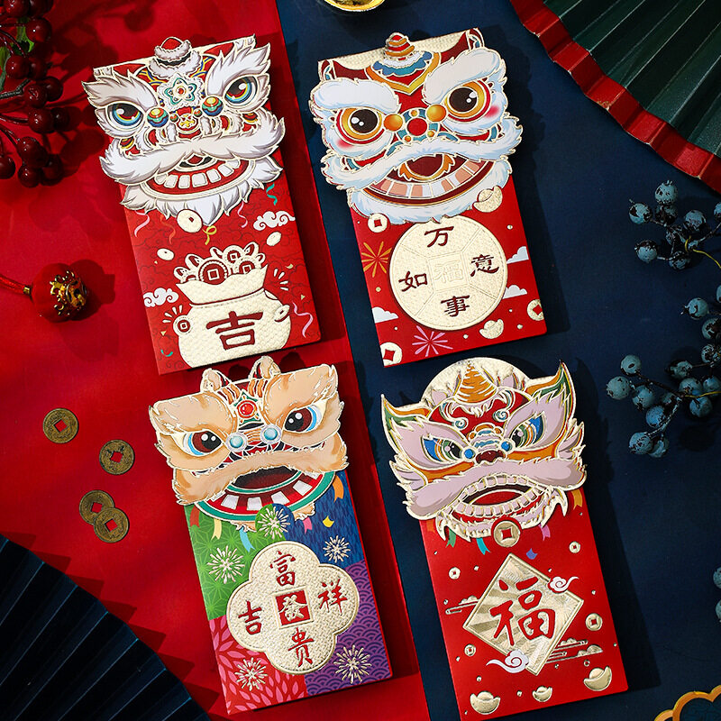 Ready Stock 4pcs 2023 Lion Dance Angpow Angpau Red Packet 2023年新款 舞狮红包 ...