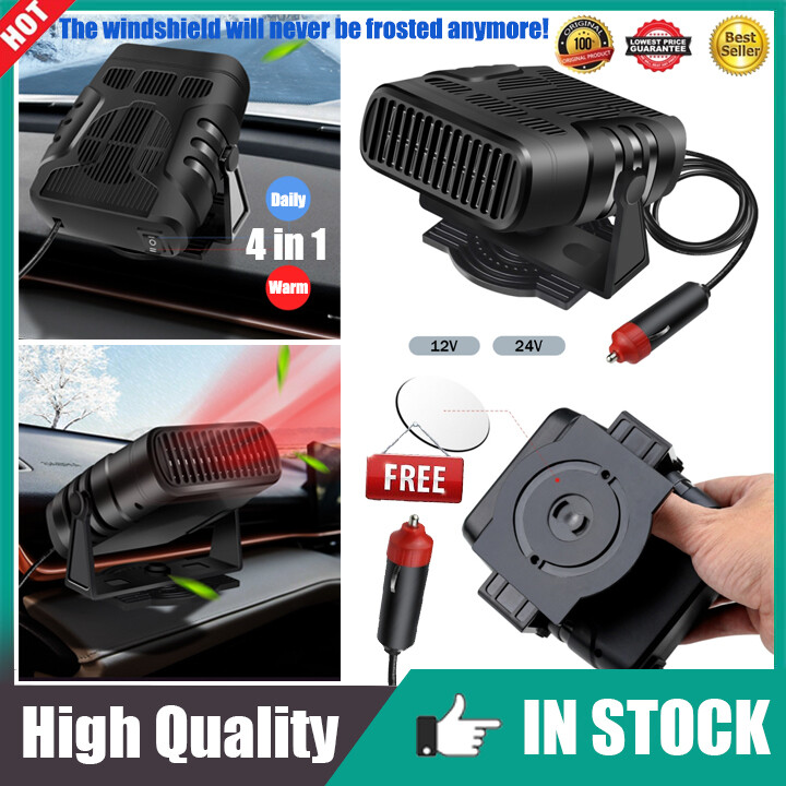 【100% Original】4 IN 1 12V/24V 500W Car Heater Electric Cooling Heating Fan Portable Electric Dryer Windshield Defogging Demister Defroster