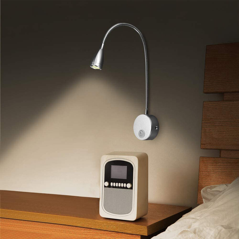 LED Flexible Gooseneck Spotlight 360 Degree Rotation Bedside Switch Lamp