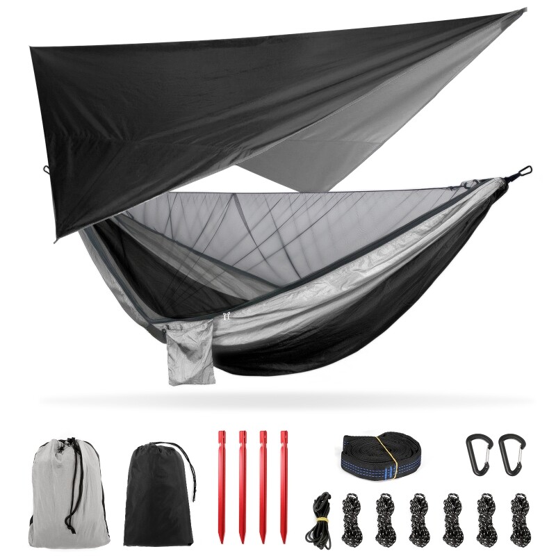 Mosquito Net Hammock Canopy Set Outdoor Quickopening Hammock Rain