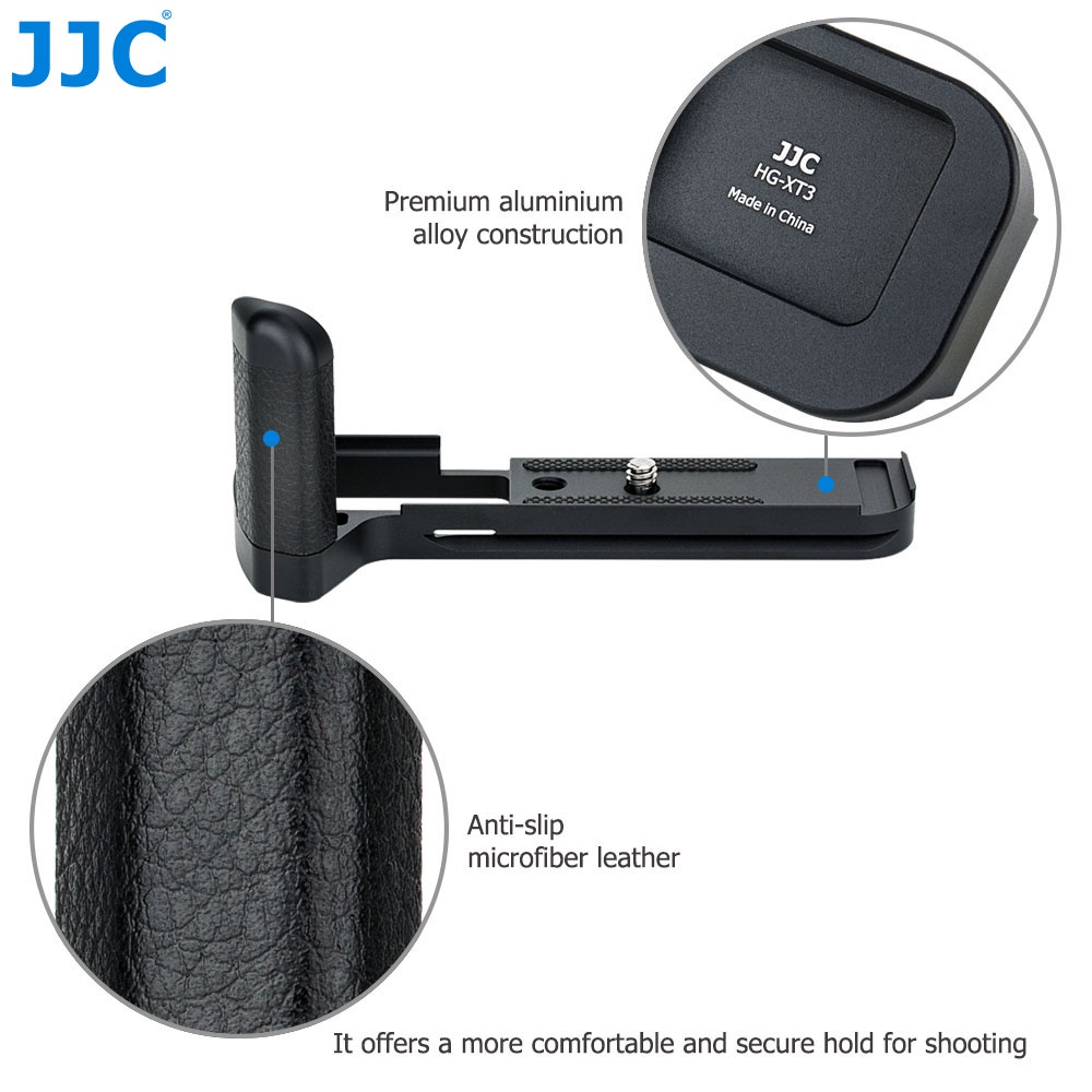 JJC HG-XT3 Camera Solid Metal Hand Grip Secure Handle Bracket For Fujifilm X-T3 X-T2 XT2 XT3 Cameras, Replace MHG-XT3 MHG-XT2
