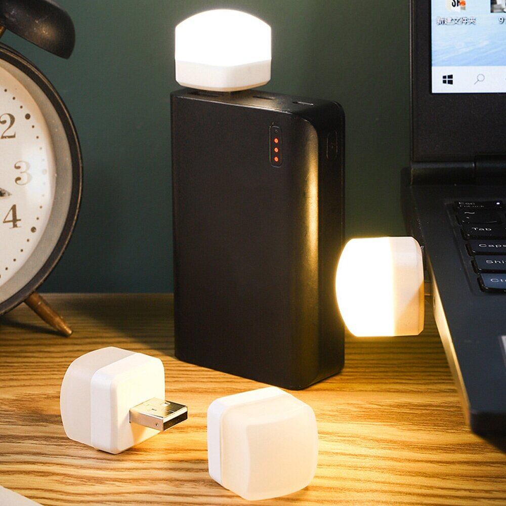 USB Plug Lamp Computer Mobile Power Charging USB Small Book Lamp LED Eye Protection Reading Light Small Round Light Night Light