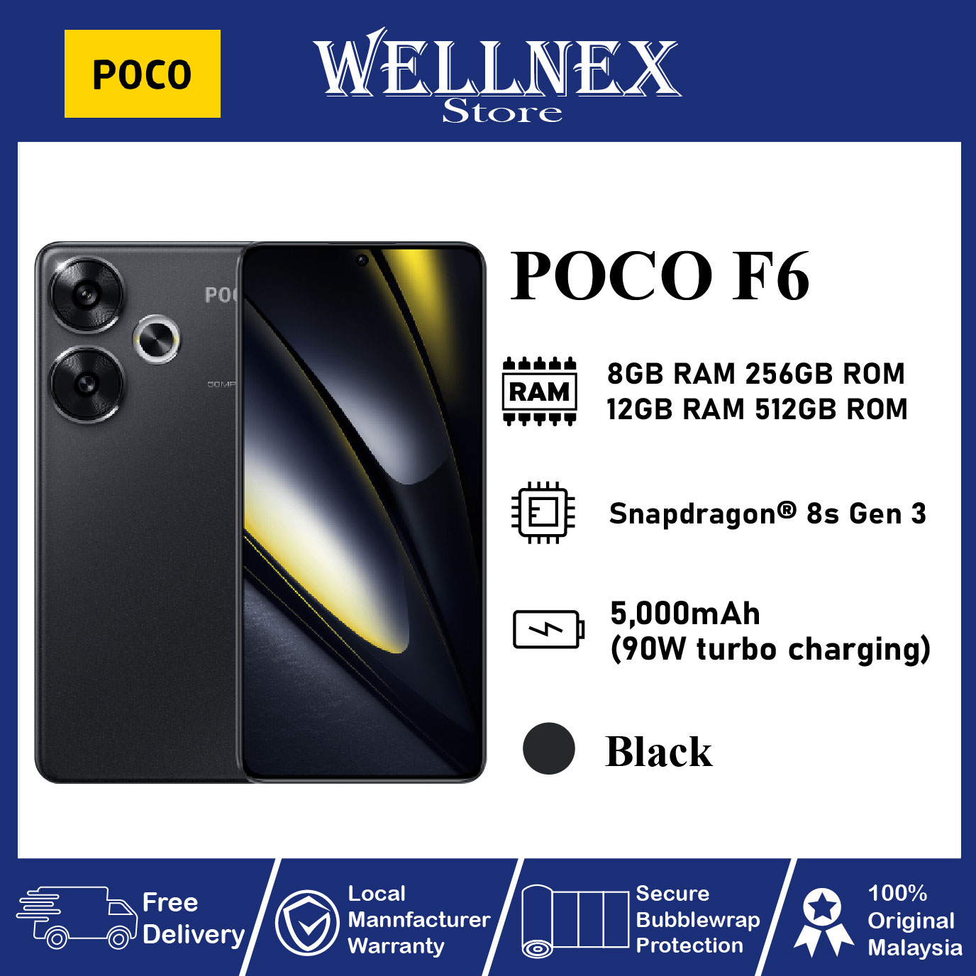 Unlocked) Xiaomi POCO F6 Pro 5G BLACK 12GB+256GB Dual SIM Unlocked) Xiaomi POCO F6 Pro 5G BLACK 12GB+256GB Dual SIM