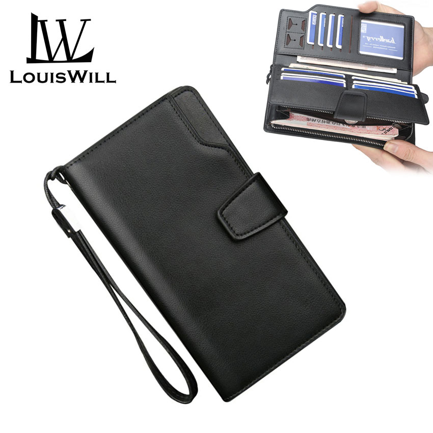 LouisWill Men Wallets Bags Fashion PU leather Long Wallet Business Wallets PU Clutch Zipper Wallets Travel Purses Handbag Coin Pouch ID Credit Cards Holders Wallet for Men