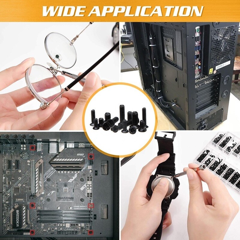 [Nzvu5py] ELECTRAPICK 300 Pcs M2 M2.5 M3 Laptop Notebook Computer Screws Kit Black Flat Head Screws with Screwdriver for Dell Sony IBM