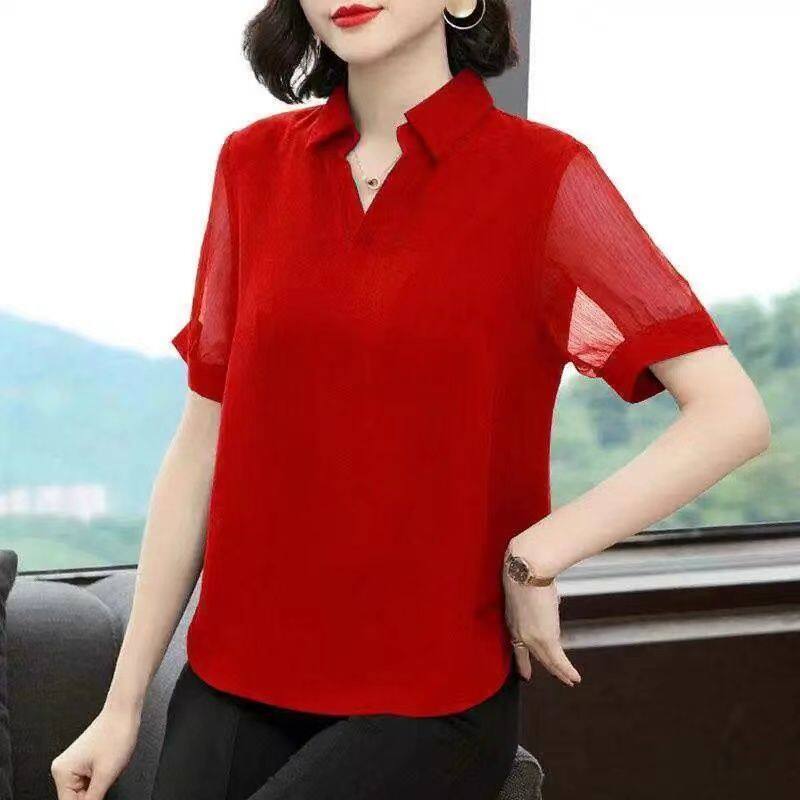 Short Sleeved Chiffon Shirt Women's 2022 Summer New Top Women's Korean Fashion Long Sleeved Large Women's Top
