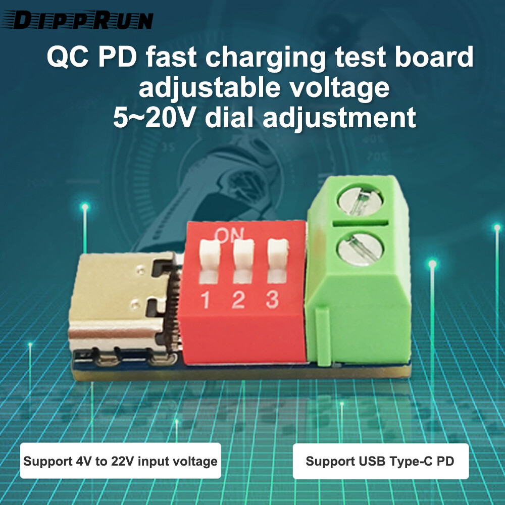 DIPPRUN Type-C PD Decoy Module QC Trigger 5V~20V DC Adjustable Voltage Power Module Dial Adjustment Voltage Fast Charging Decoy Module